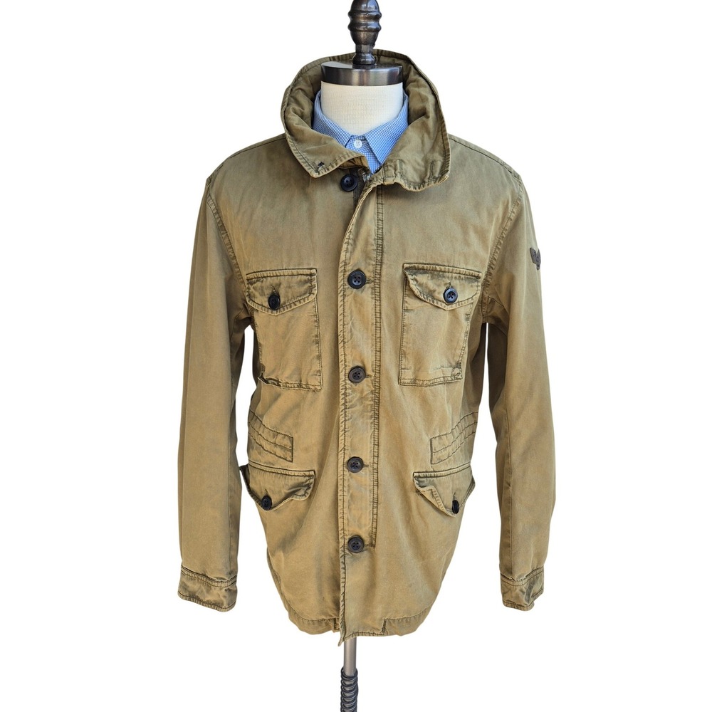 Diesel Mens N78 Field Jacket Olive Green Military Multi Pocket‎ Button Up XXL
